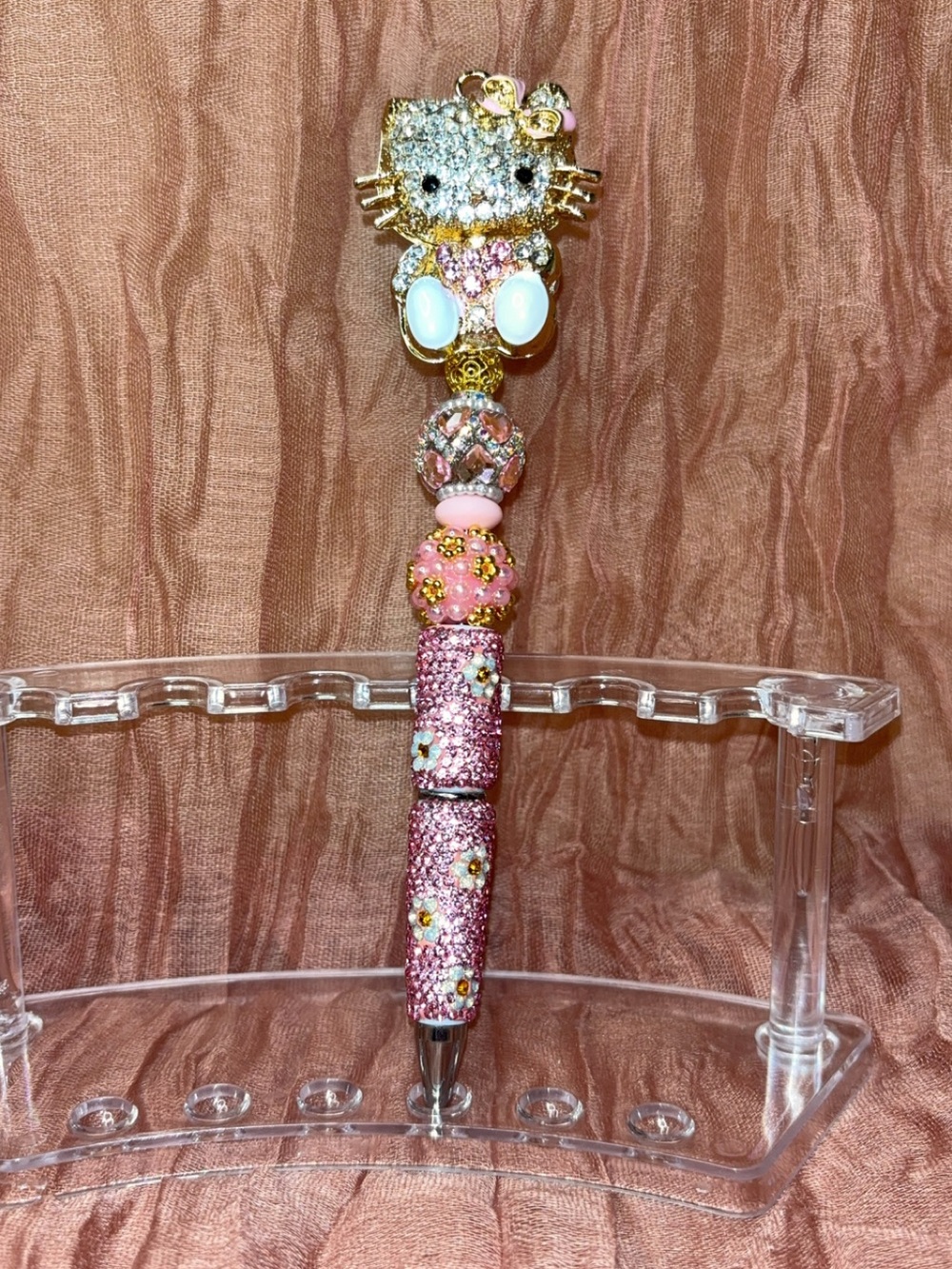 Hello Kitty Pink Rhinestone Beaded Ballpoint Pen